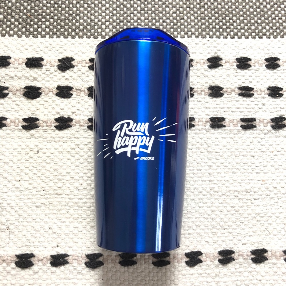 NWT Brooks “Run Happy” Stainless Steel Travel Mug Tumbler